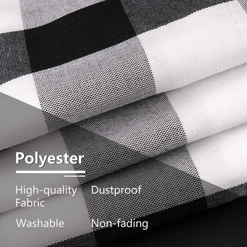 SEEYE Farmhouse Kitchen Curtains Buffalo Plaid - Tiers Curtains for Windows Light Filtering Rod Pocket Thermal Insulated or Home Bedroom Cafe Decor Window Treatments, 27â€ W x 36â€ H-2 Pcs, Black - Image 4